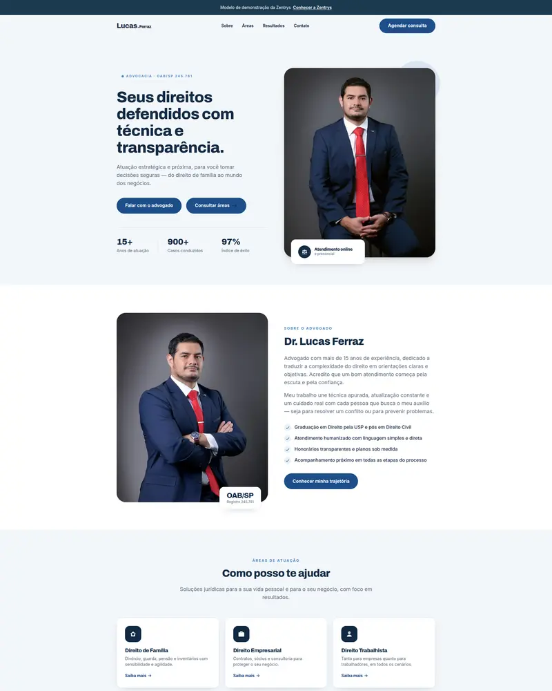 Prévia do template Advocacia — Modelo 2