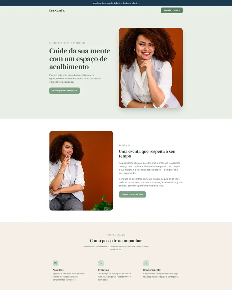 Prévia do template Psicologia — Modelo 2